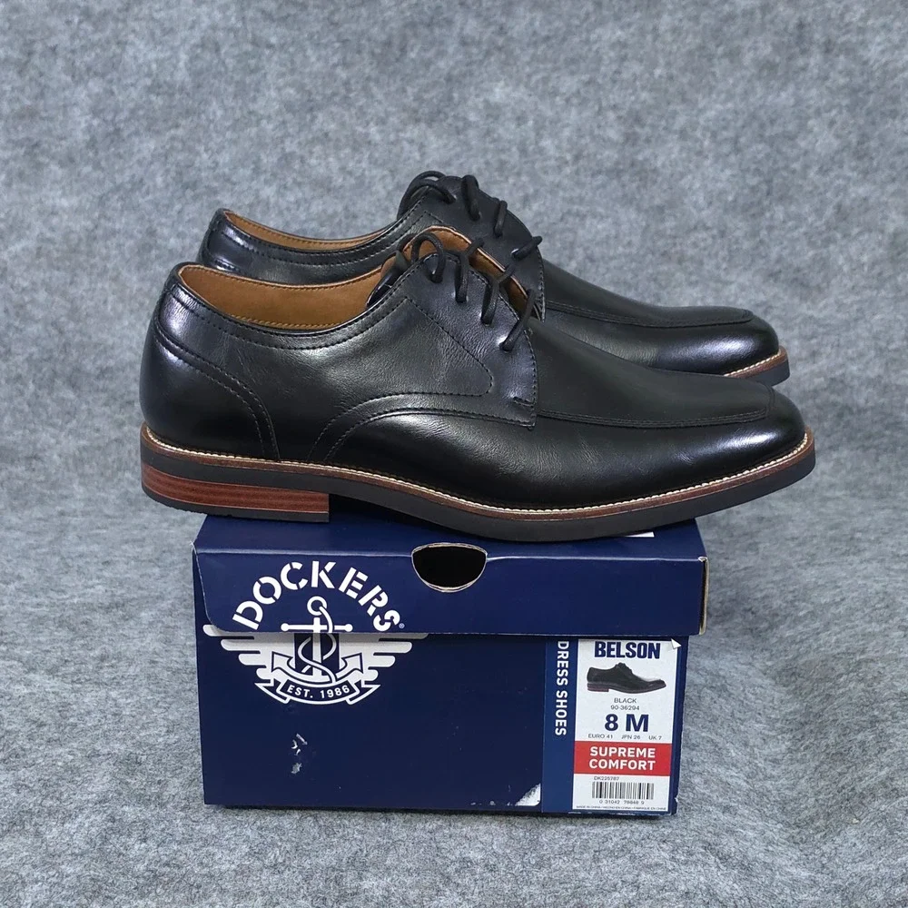 Dockers Men's Belson Black Leather Dress Shoes Supreme Comfort size 8 M 90-36294